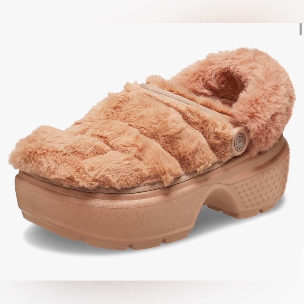 Crocs Stomp cork orange faux fur Quilted Unisex slingback Clogs‎ size 10 new